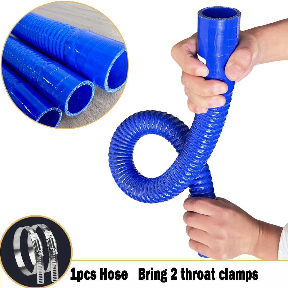 Blue Universal Car Silicone Flexible Hose Air Intake Pipe Radiator Supercharger Intercooler Tube Rubber Joiner And Two Clamps