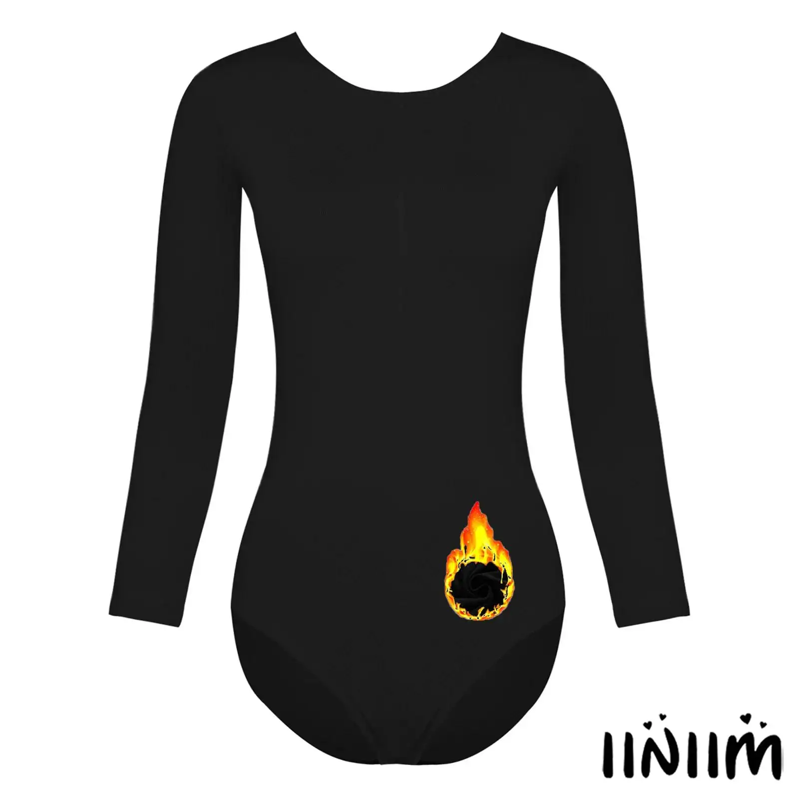 

Women Long Sleeve Solid Color Fleece-lined Leotard for Dance Gymnastics Figure Skating Acrobatics Competition Stage Performance