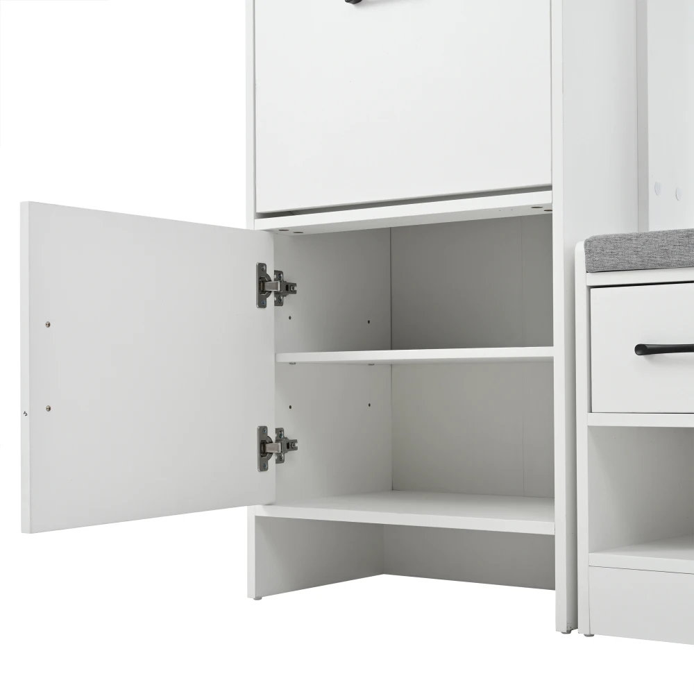 Boden-Kleiderständer, Kleiderständer, Kleiderständer, Bücherregal, 7-in-1-Kleiderständer mit Schuhbank, freistehend, Kleiderständer – Detail 20