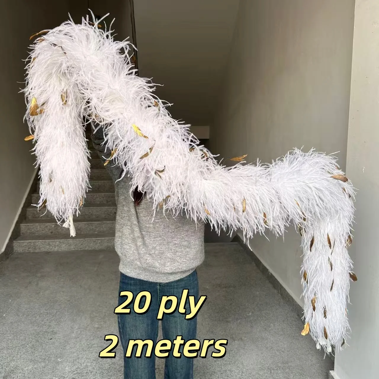 

Customized Ostrich Feather Boa Shawl 2-20Ply Fluffy Scarf Trim 1-2 Meters for Wedding Dress Decoration DIY Christmas Accessory