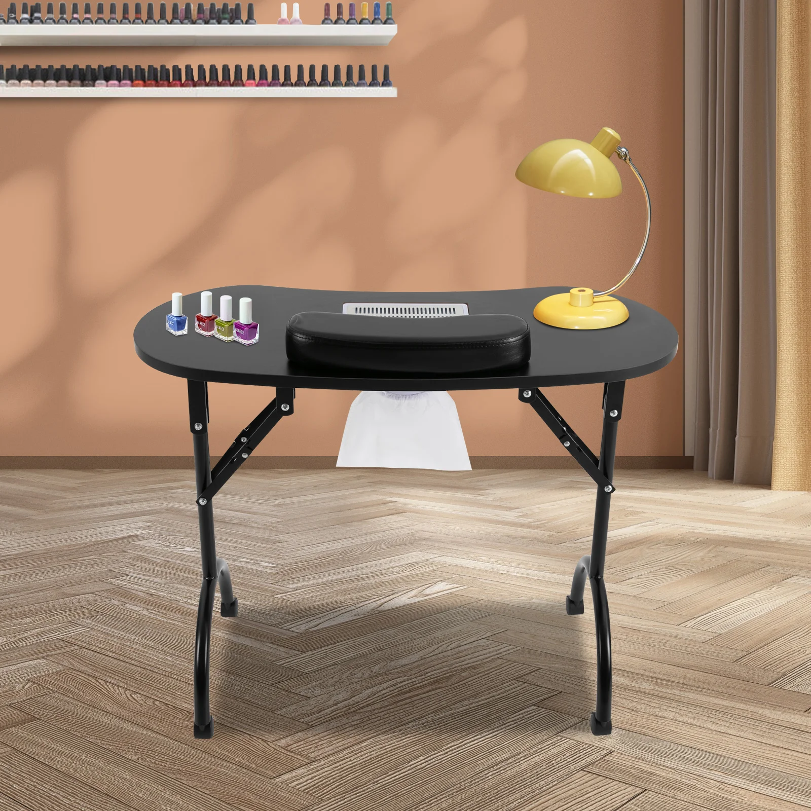 Table de Manucure Pliable avec Extraction de Poussière pour N64., Sac Poubelle et Coussretours de Poignet pour Salon de Manucure