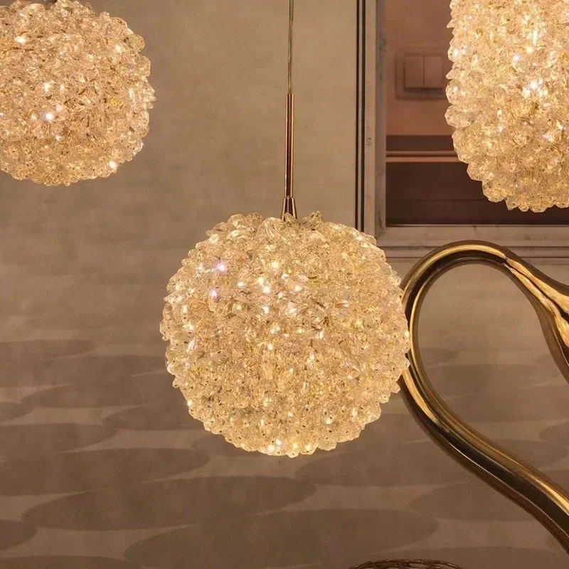 

Light luxury LED crystal chandelier warm romantic bedside chandelier bar Hotel mall high-end atmosphere long line chandelier