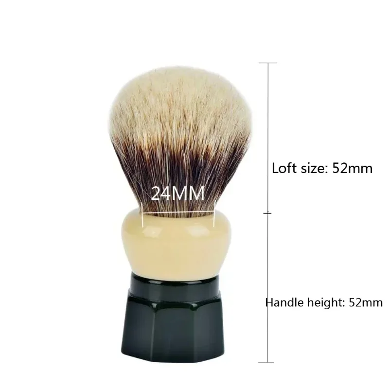 YAQI, 24MM, minimalismo, obsidiana verde, pelo de tejón de dos bandas para hombres, cepillo de afeitar húmedo, herramienta de limpieza facial para hombres maduros, cepillo de afeitar