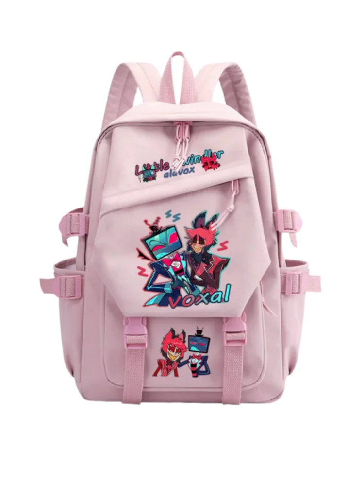 

New Hazbin Hotel Vox Alastor For Student Large Capacity Beige Backpack Casual School Backpack For Elementary Junior High School