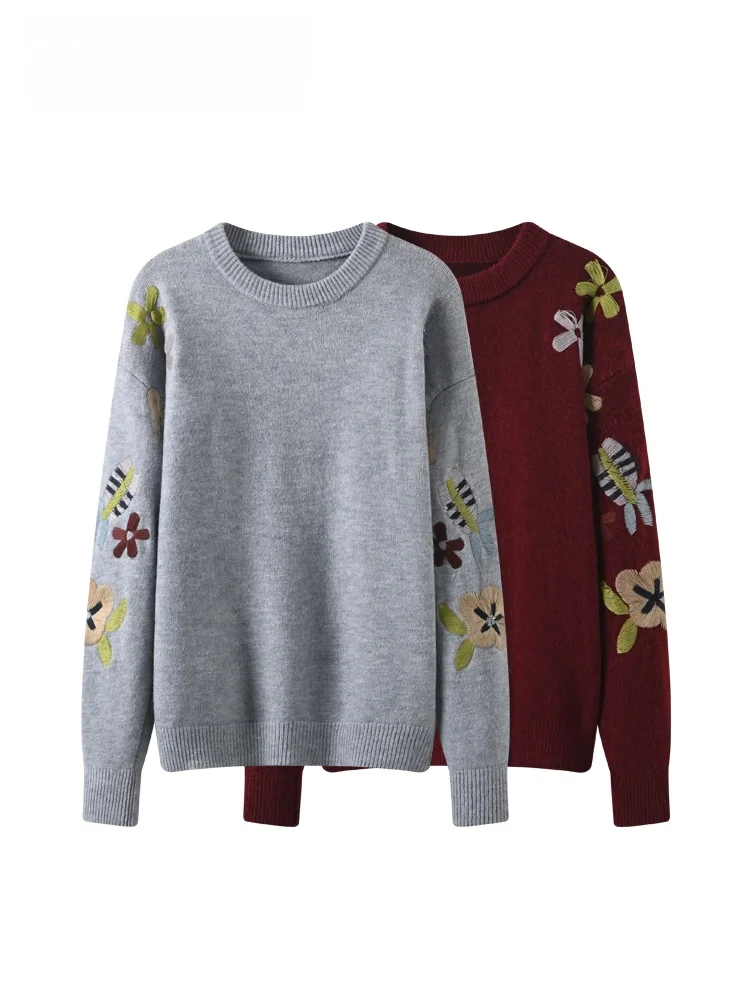 

plus Size Women's Long Sve round Ne Knitwear Cara CLUB Autumn Winter New Sle Loose Versatile Slimming Korean Sle Pol...