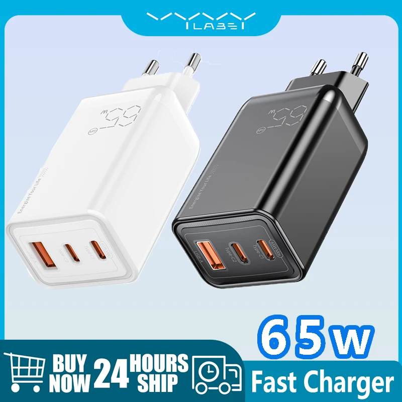 

Vyvylabs 65W USB Charger Type C Fast Charging Mobile Phone Wall Adapter Support QC PPS PD Charge for iPhone 17 16 Laptop Charger