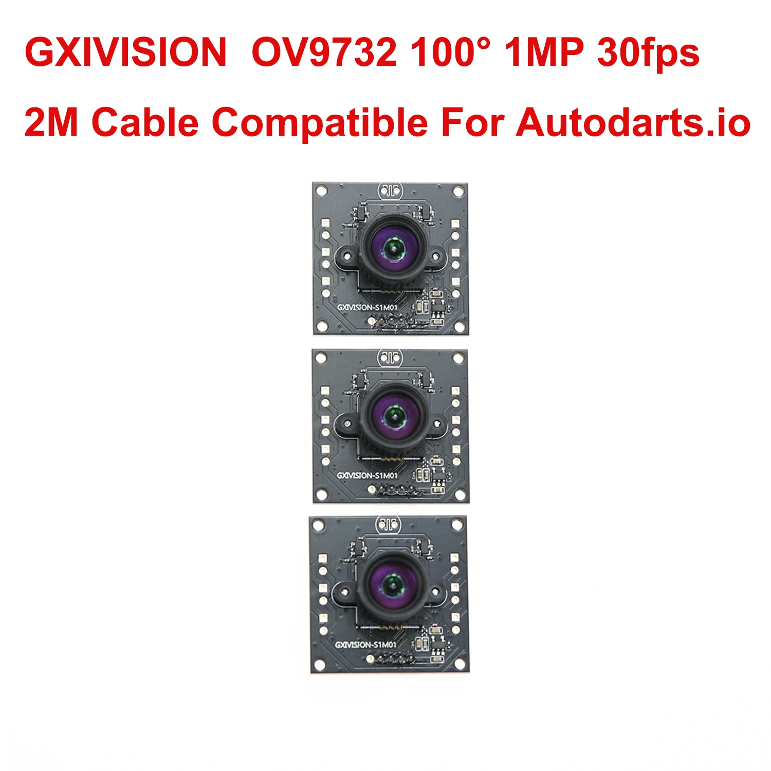 GXIVISION OV9732 Camera Module 2M Cable 100 Degree 30FPS No Distortion 3PCS/1PCS ,Compatible For Autodarts.io DIY,USB Drive Free