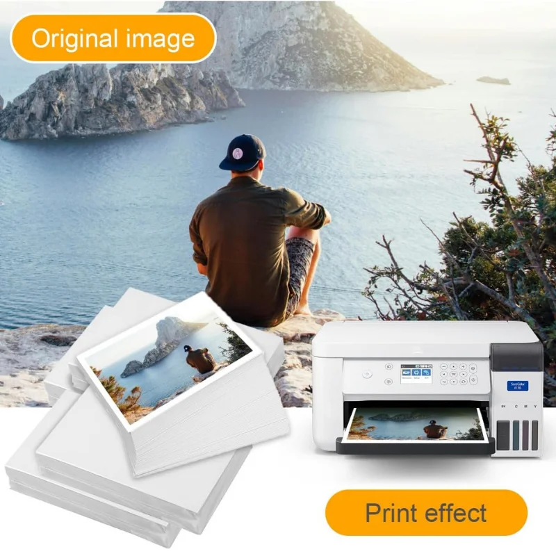 SINMARK Photo Paper A6 Glossy Self-adhesive Photo Paper 100 sheets High Gloss Quick Dry for Inkjet and Laser Jet Printer