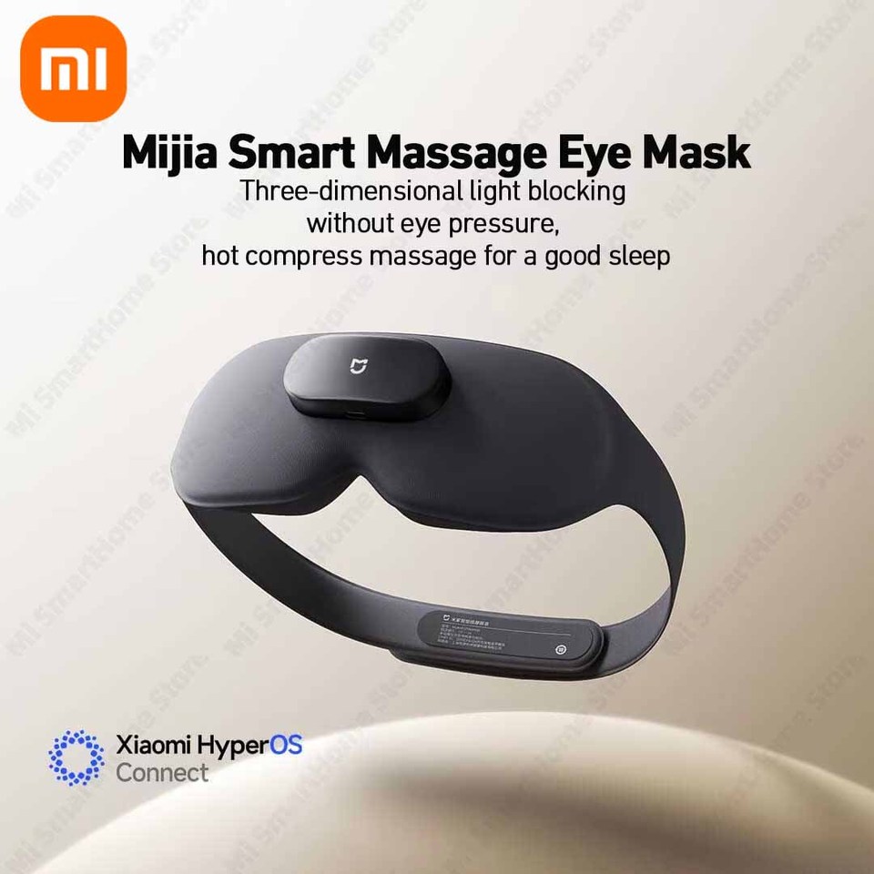  Xiaomi Mijia Smart Massage Eye Mask, 3D Blackout Heat Therapy SPA Vibration Zone Massage 800mAh APP Control 100g Lightweight 