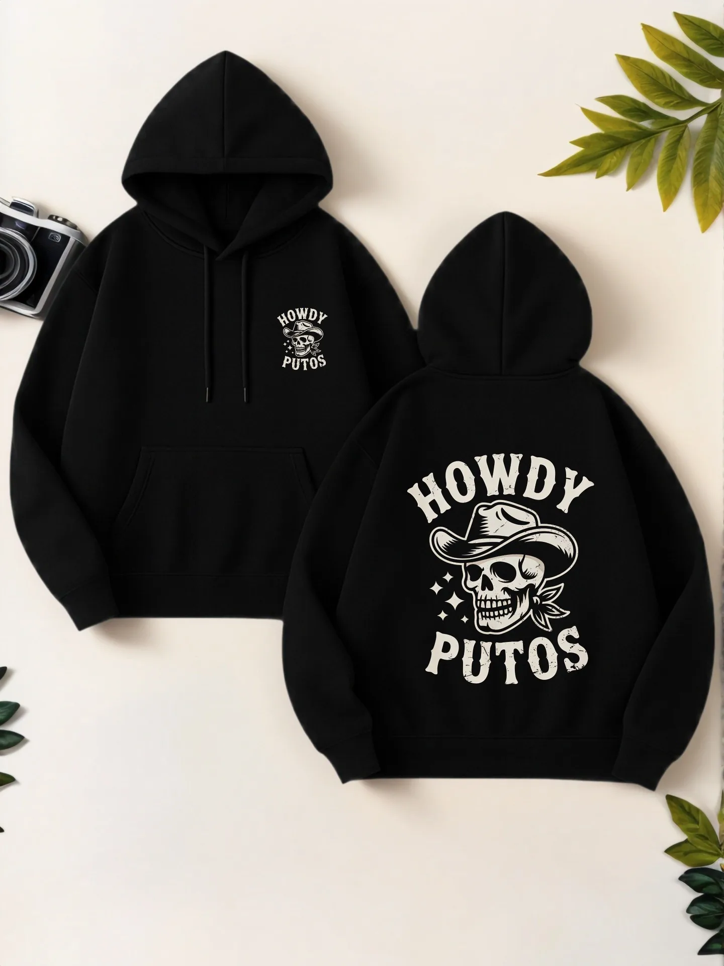 

Graphic Hoodie Women, Howdy Putos Letter Print, Casual Streetwear Style, Soft Fabric, Casual Everyday Wear, For Teens