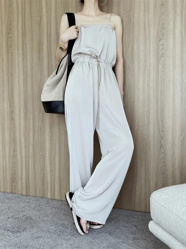 Faionable Sexy oulder Bared Strap Rer High Waist Wide Leg Pants Long Casual Trousers Ele Summer New High End Blogg...