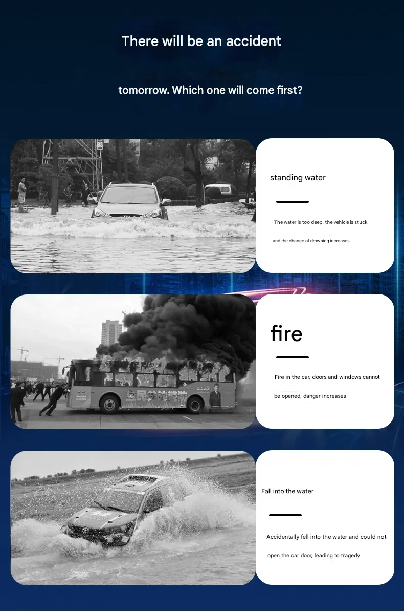 Martello di sicurezza per auto portatile Martello di sicurezza per rompere il vetro 2 in 1 con hardware e plastica