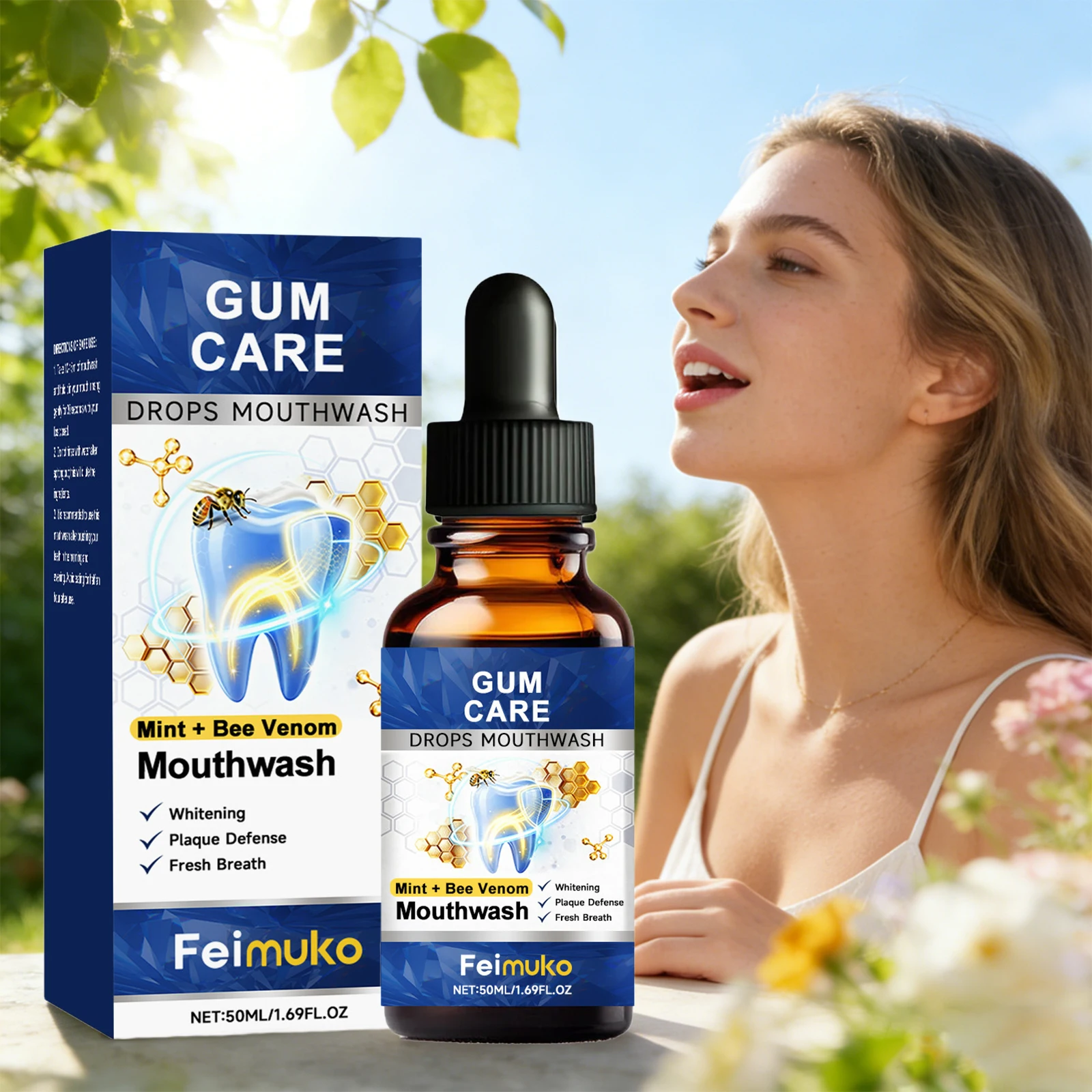 Bee Venom Mouthwash for Gum Care Dissolve Dental Plaque Fresh Breath Whiten Teeth Reduce Oral Odor Mint Drop Mouthwash Oral Care
