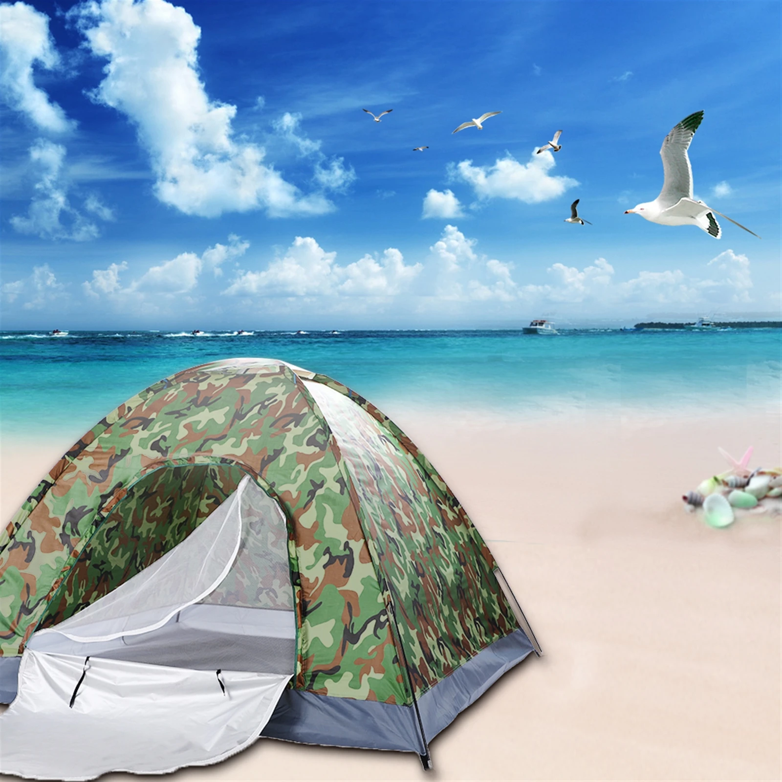 3-4 Person Camping Dome Tent Camouflage