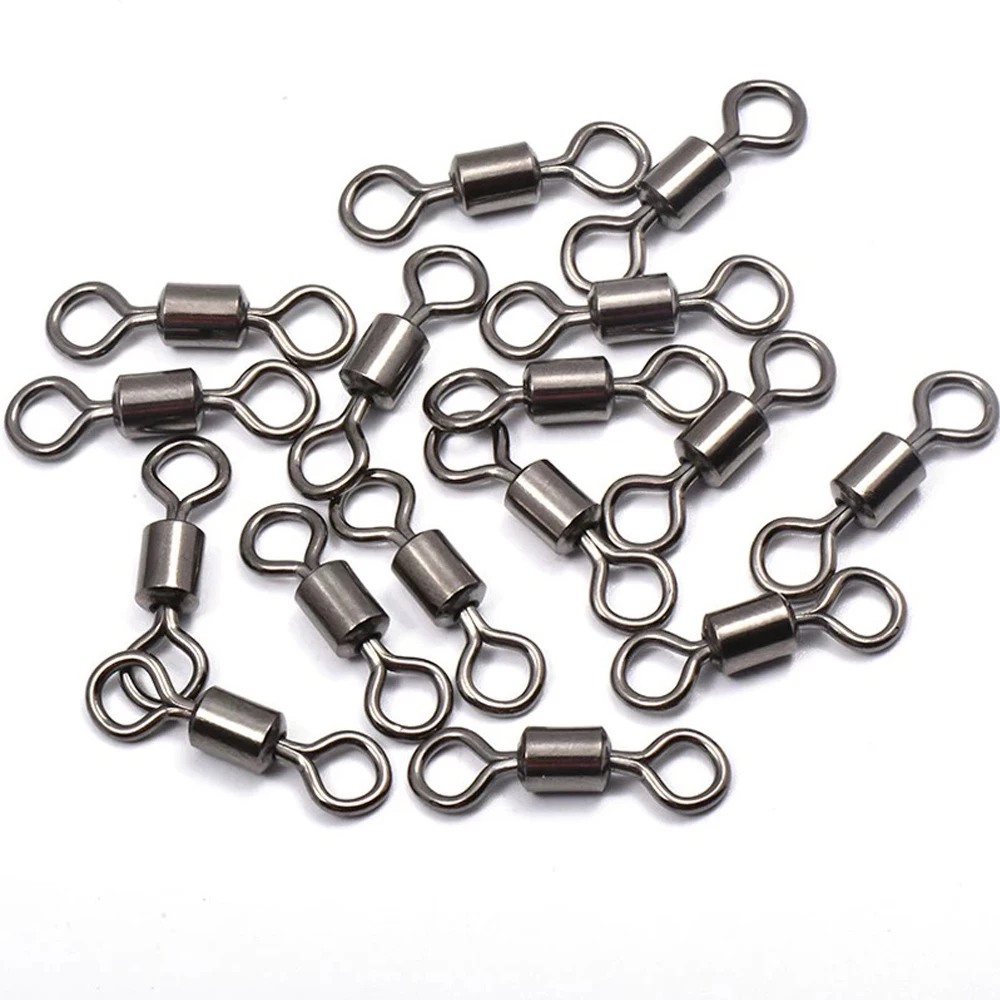 100PCS Stainless Steel Bearing Rolling Connector Rotate Set Saltwater Freshwater Fishing Swivel Tackle Box Lure Line Tool image 6