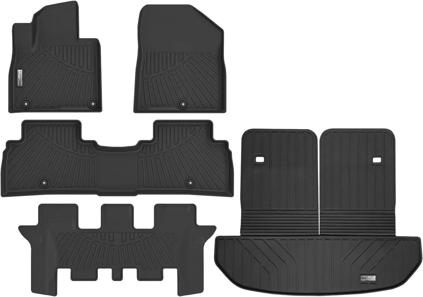 

All-weather Floor Mats for 7-passenger SUVs, TPE Material, Black, Full Row Coverage