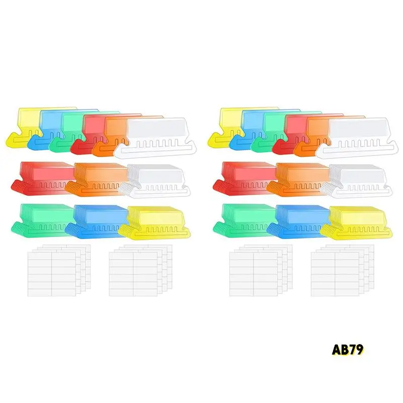 240 세트 빈 삽입이 있는 여러 가지 빛깔의 교수형 파일 폴더 탭 교수형 폴더용 2인치 플라스틱 교수형 파일 탭