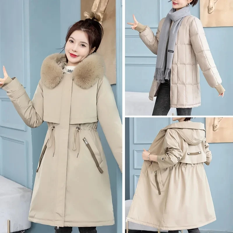 New Cotton Thicke Warm Winter Jacket Coat Women Parka Winter Clothes Cotton Lining Hooded Parka Female Windbreakers Mujer Coats