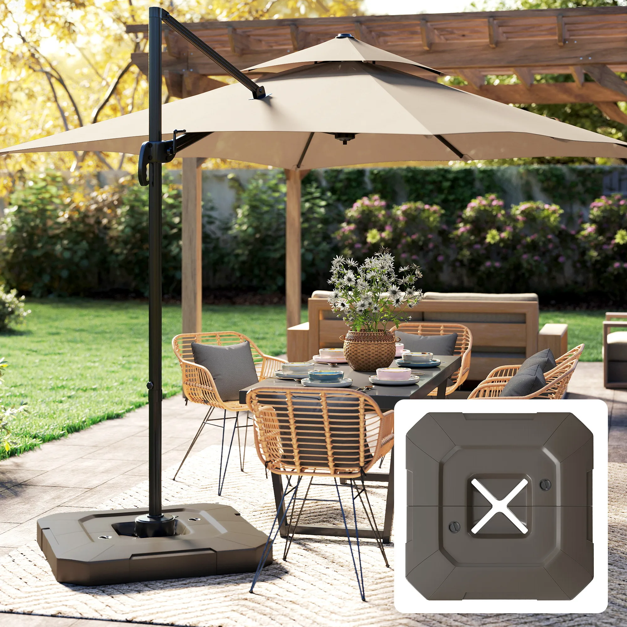 Fabric Weight Set - 2-Piece Cantilever Umbrella Base Weight Set,