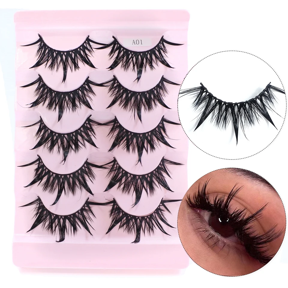 RED SIREN Eyelashes Makeup 5 Pairs Soft Natural Mink Lashes Korean Fashion Manga Lashes