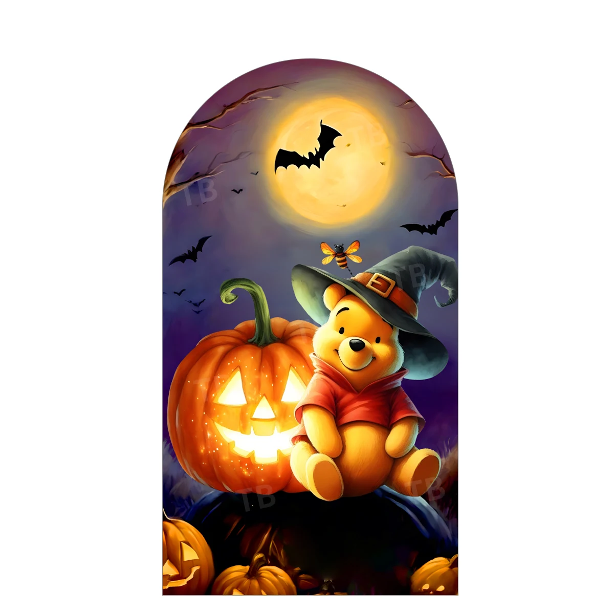 TB Piglet ويني قوس خلفية غطاء الكرتون صورة حفلة مهرجان اليقطين هالوين التصوير خلفية ديكور نسيج مرن #4