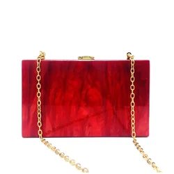 Luxury Brand Acrylic Evening Bag Pure Red Pearl Clutch Purse Designer Handbag Noble Wedding Bridal Chain Shoulder Crossbody Bags