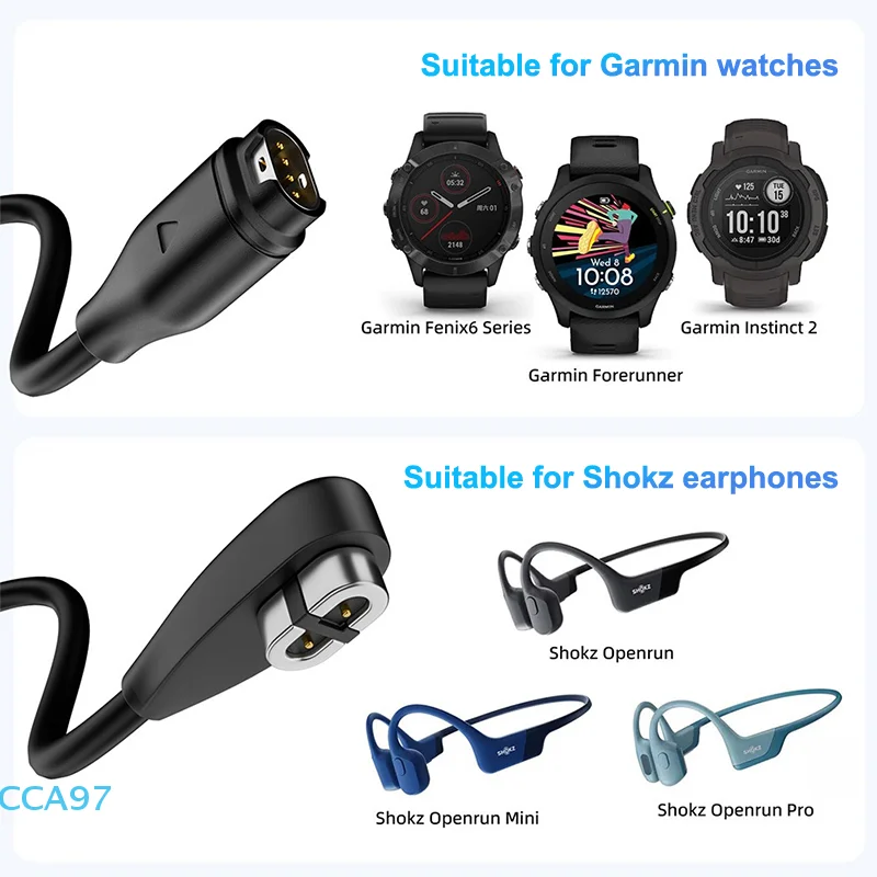 Garmin Fenix X6/Forerunner/Instinct 2 and Shokz OpenRun Pro Charging Cord - Image 2