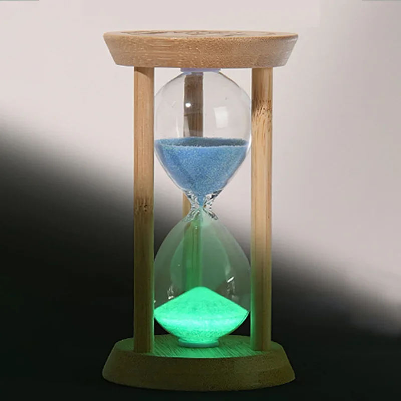 1-30 Minutes Wooden Fluorescence Hourglass Creative Timers Sandglass Sandy Clock Kitchen Tool Desktop Decoratio Home Ornament