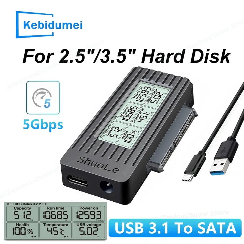 

Кабель-переходник USB-SATA Конвертер USB 3.2 3.0 в SATA для 2,5-дюймового SSD HDD Жесткий диск Внешний адаптер Аксессуары