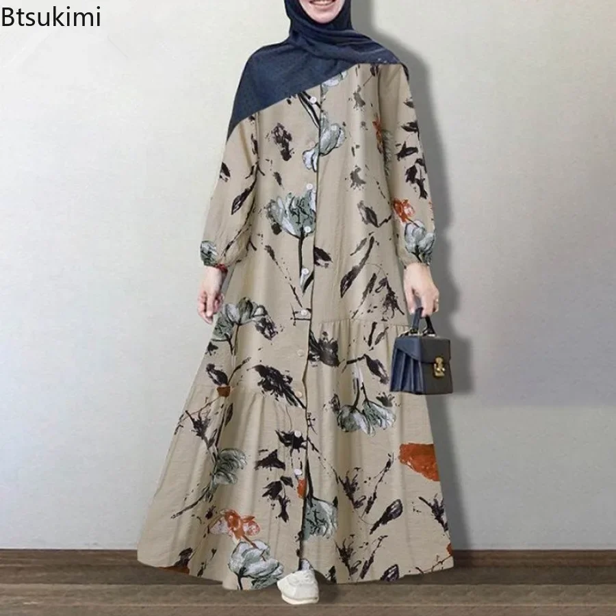 2026 Women\'s Muslim Dress Fashion Sweatshirt Dress Stylish Hoodies Long Sleeve Maxi Dress Female Casual Solid Hooded Vestidos
