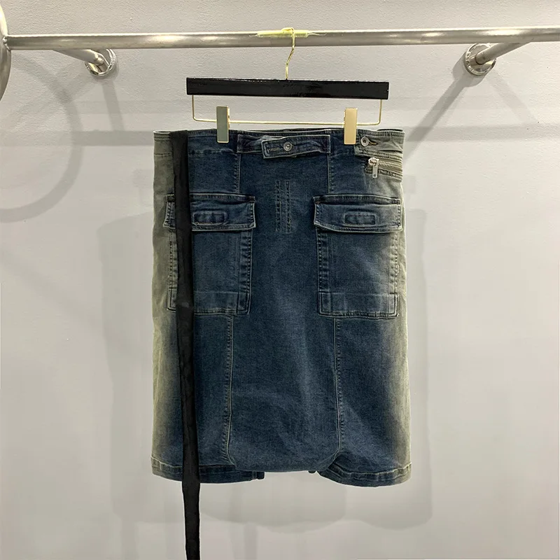 Rick Jeans Streetwear Owens Harlan Pants High Street Gradient Shorts Fashion Motorcycle Zip Trouser Vintage  Hip Hop RO Slacks