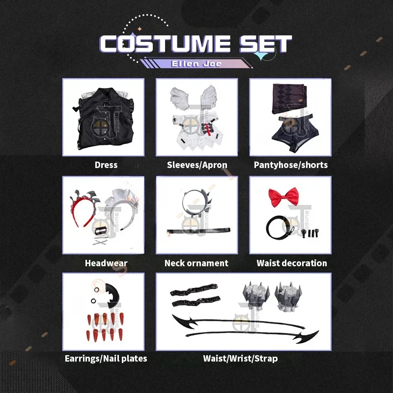 Disfraz de Zenless Zone Zero Ellen Joe, vestido de sirvienta, peluca, uniforme de juego, Victoria, limpieza de limpieza, Halloween, accesorio para mujer, recién llegado # 1 # W