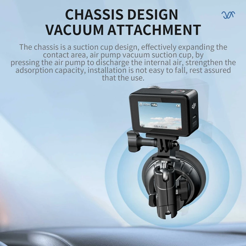 Soporte de ventosa de adsorción al vacío para coche, Base de soporte estable para Gopro Pocket 3 Insta360, soporte de cabeza de bola para Cámara de Acción