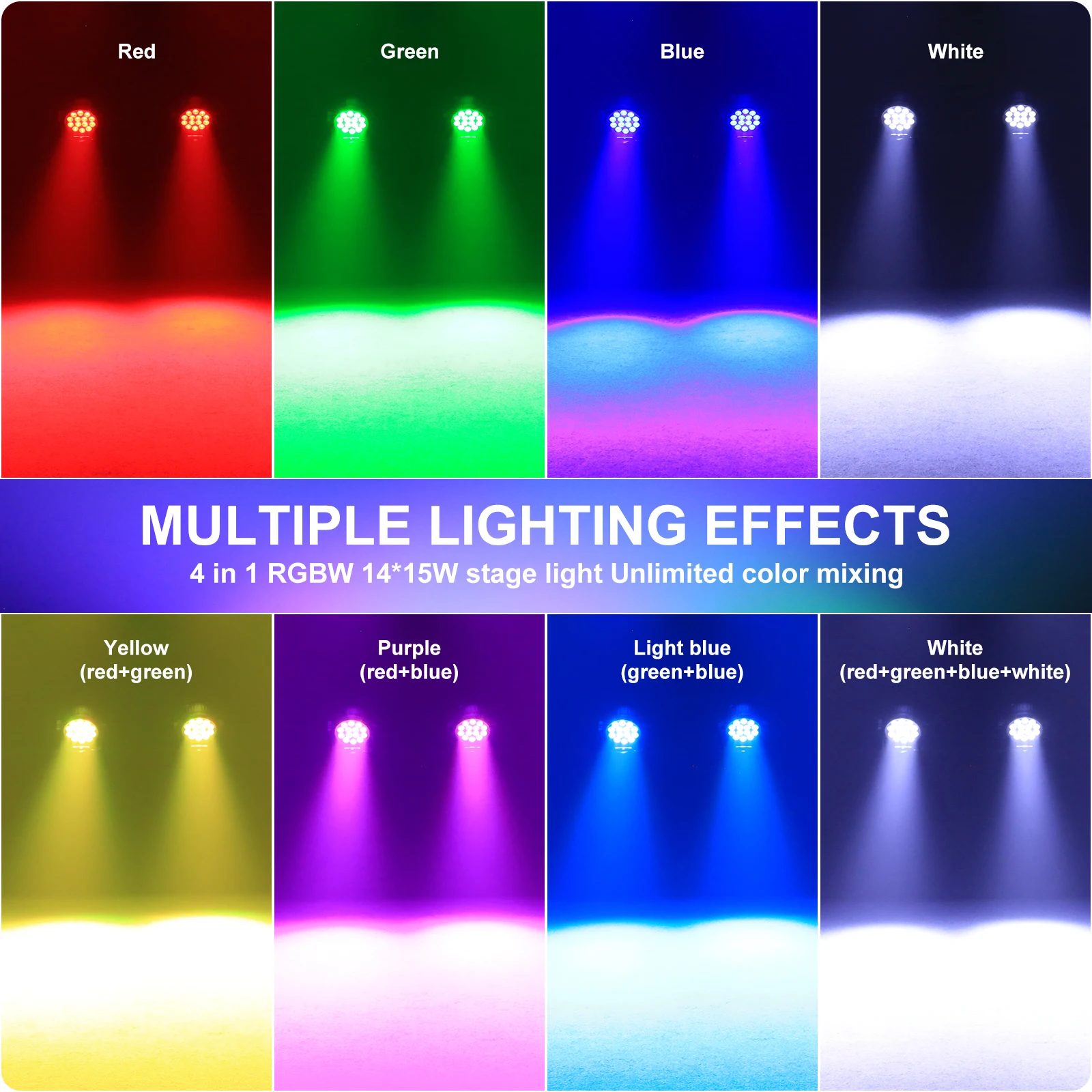 230W 14LED RGBW Par Lights DMX512 4/8CH Control Channel AUTO Sound Activated DJ Lights for Stage Party Concert Church Wedding