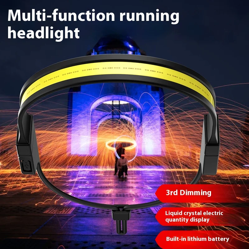 C5 700mAh LED Digital Display Headlamp USB Rechargeable Head Flashlight Waterproof Camping Walking Fishing Hiking COB Headlight