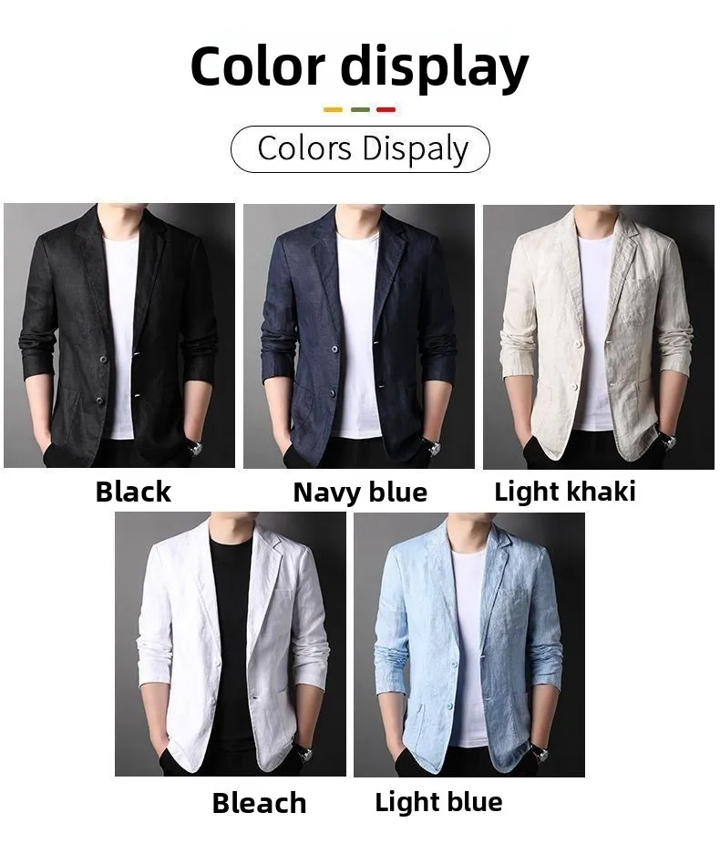Leinen-Sonnenschutzjacke Blazer Modischer Herren-Outdoor-Reise-Hochzeits-Blazer Vielseitig Lässig Leicht Kühl Atmungsaktiv – Detail 7