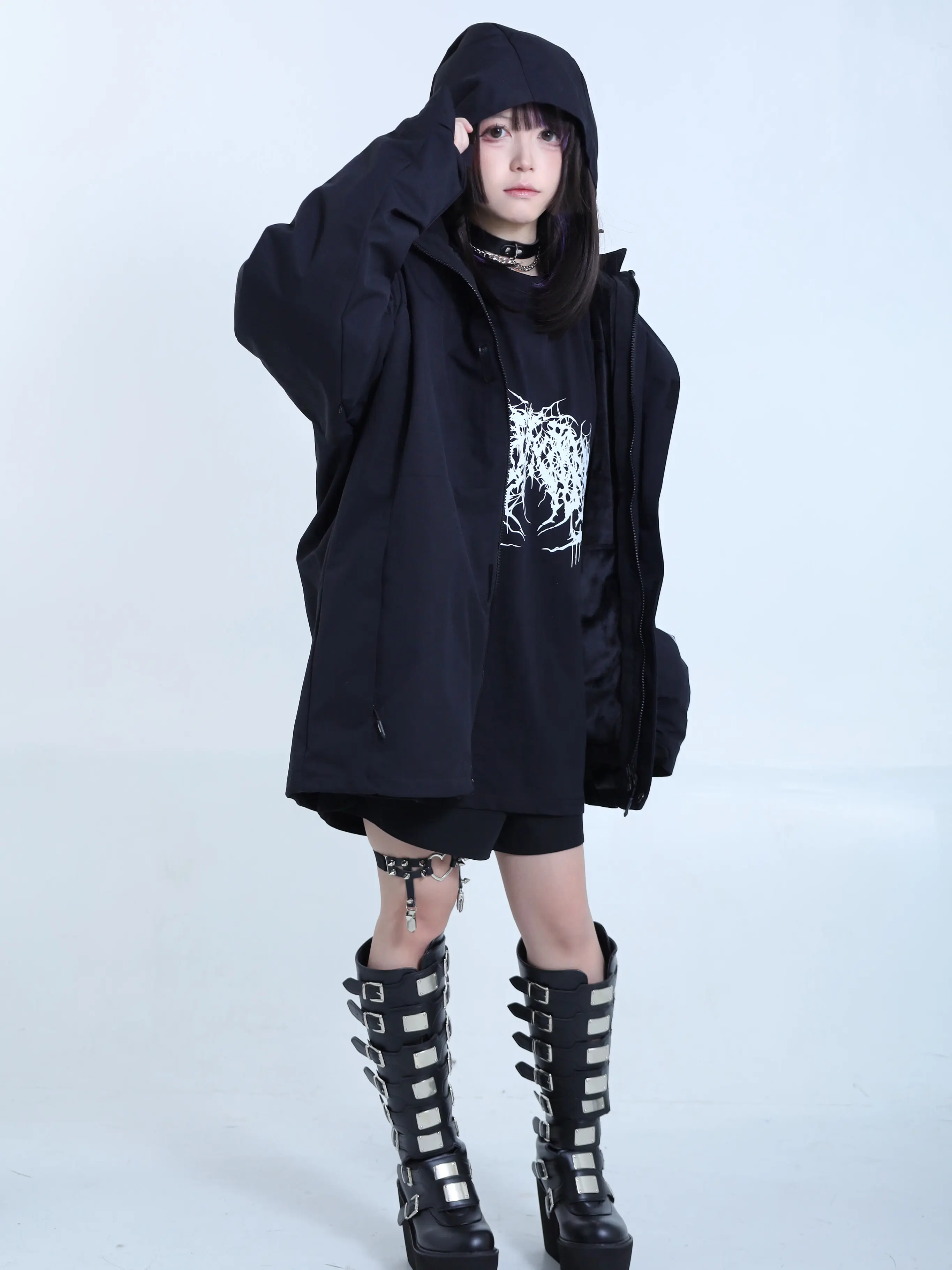 Subcultural Mass-produced Dark Gothic Hooded Three-in-one Jacket for Men and Women Trendy Loose-fitting Coat and Jackets