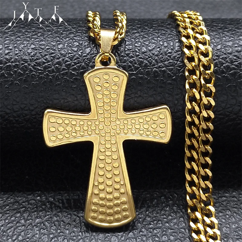 

Cross Pendant Chain Christian Necklace for Women Men Stainless Steel Gold Color Religion Necklaces Hip Hop Punk Jewelry NHH16S05