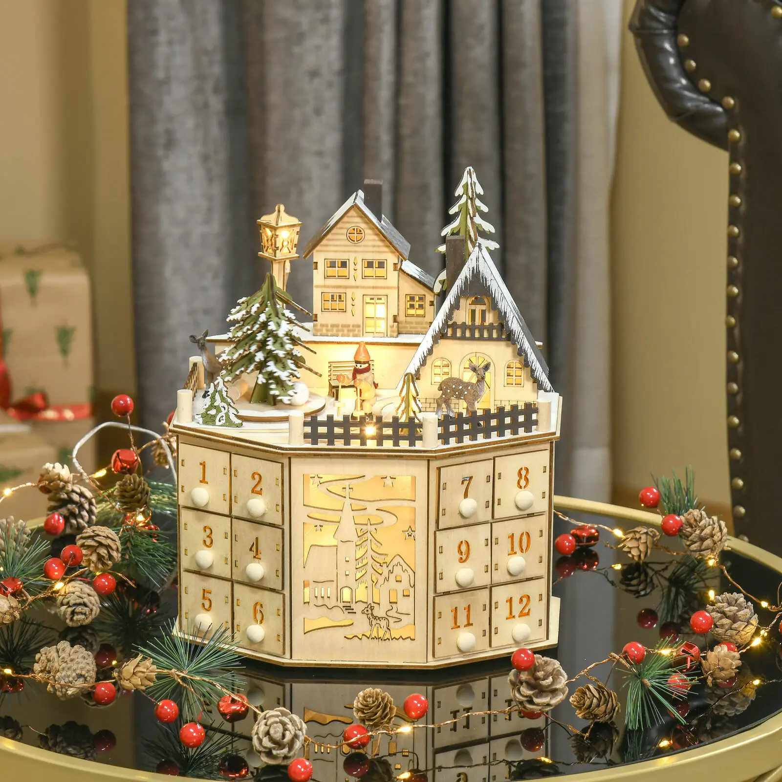 the-24-day-wooden-christmas-countdown-has-arrived-on-the-music-calendar-wooden-christmas-arrival-village-scene-ornaments