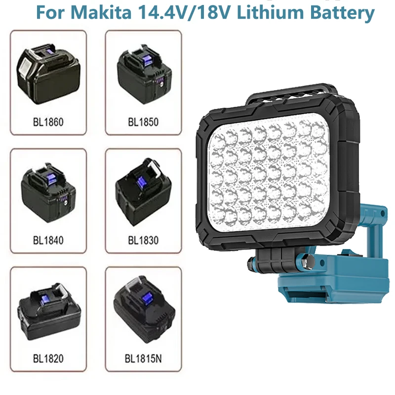 

Светодиодный рабочий фонарь для Makita/Dewalt/Milwaukee 14,4 В 18 В литий-ионный аккумулятор 3 дюйма с двойным USB-крючком, ручной фонарь, прожектор