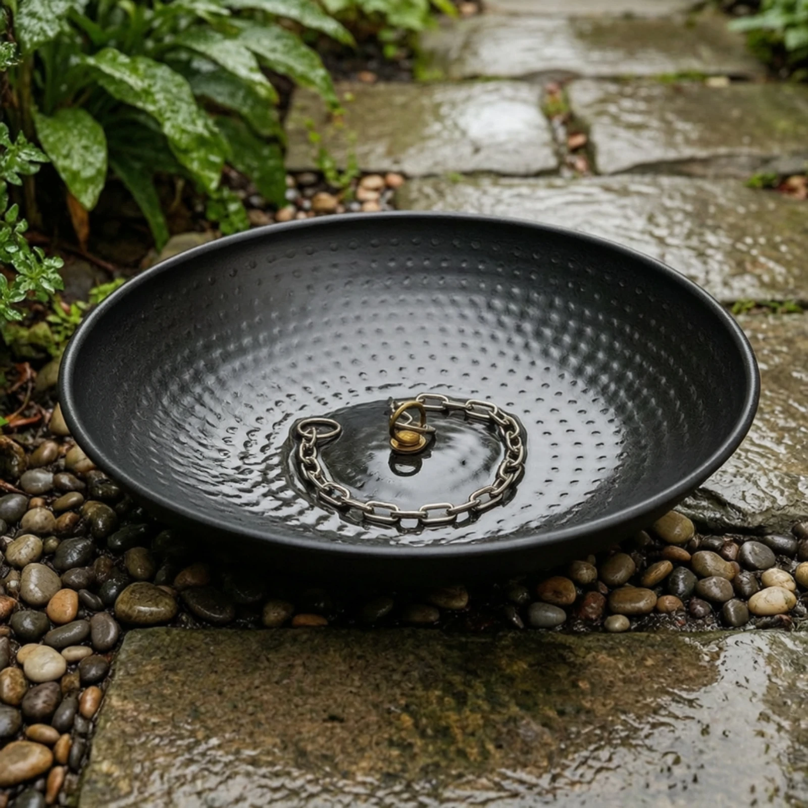 Rain Chain Basin Decorative Rain Chain Bowl Water Collection Base Weather-Resistant Heavy-Duty for Homeowners, Garden, Patio