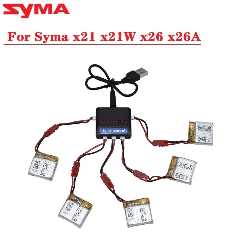 Upgrade 3.7 V 380mAh Lipo Battery + Charger for SYMA X21 X21W x26 X26A Remote Control Drone Parts With X21 X21W x26 X26A Charger