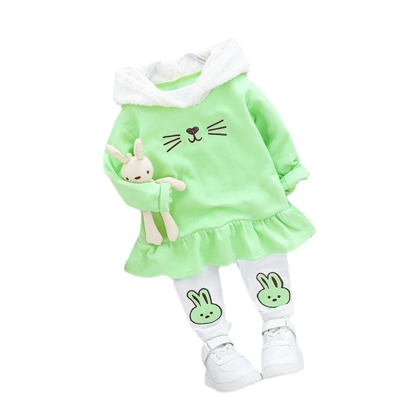 Spring Baby Girls Clothing Sets Children Hooded Tops Cartoon Rabbit Pants Newborn Infant Clothes Kids Outfits 2 Piece Suit