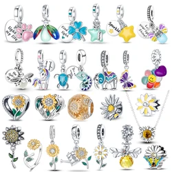 Chameleon Clover Glow Charm Sunflower Beads For Original 3mm 925 Sterling Silver Bracelet DIY Make A Birthday Gift