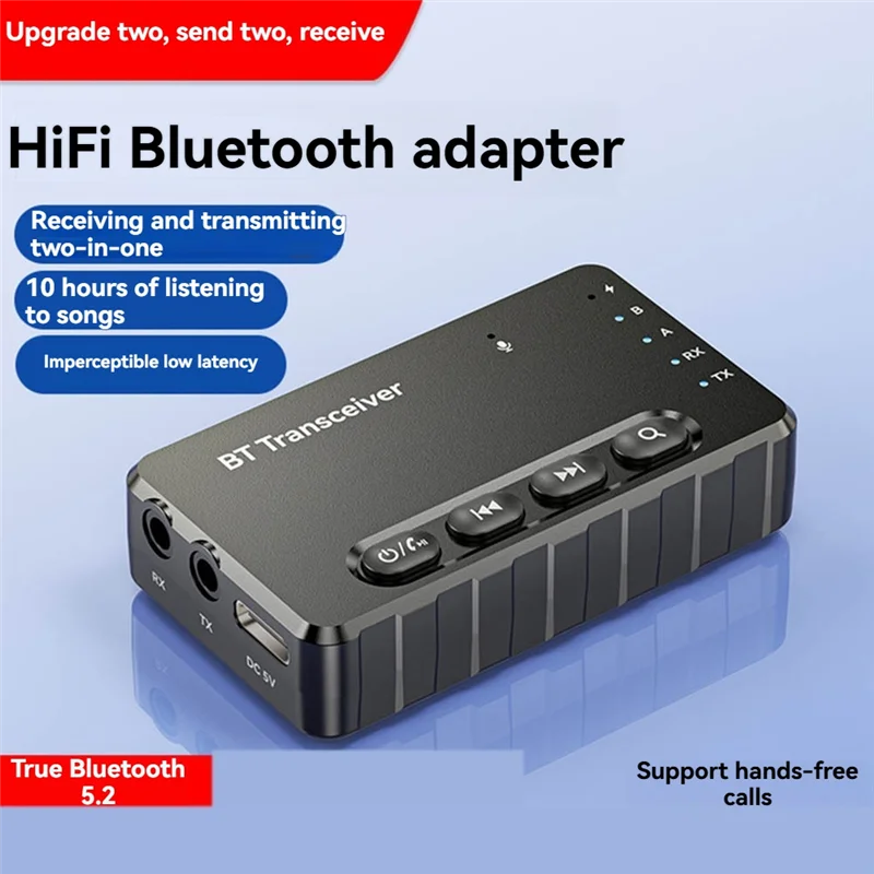 M07K-Wireless Audio Adapter Bluetooth 5.2 Transmitter Receiver Lossless Bluetooth Adapter Connected To Car Audio Adapter