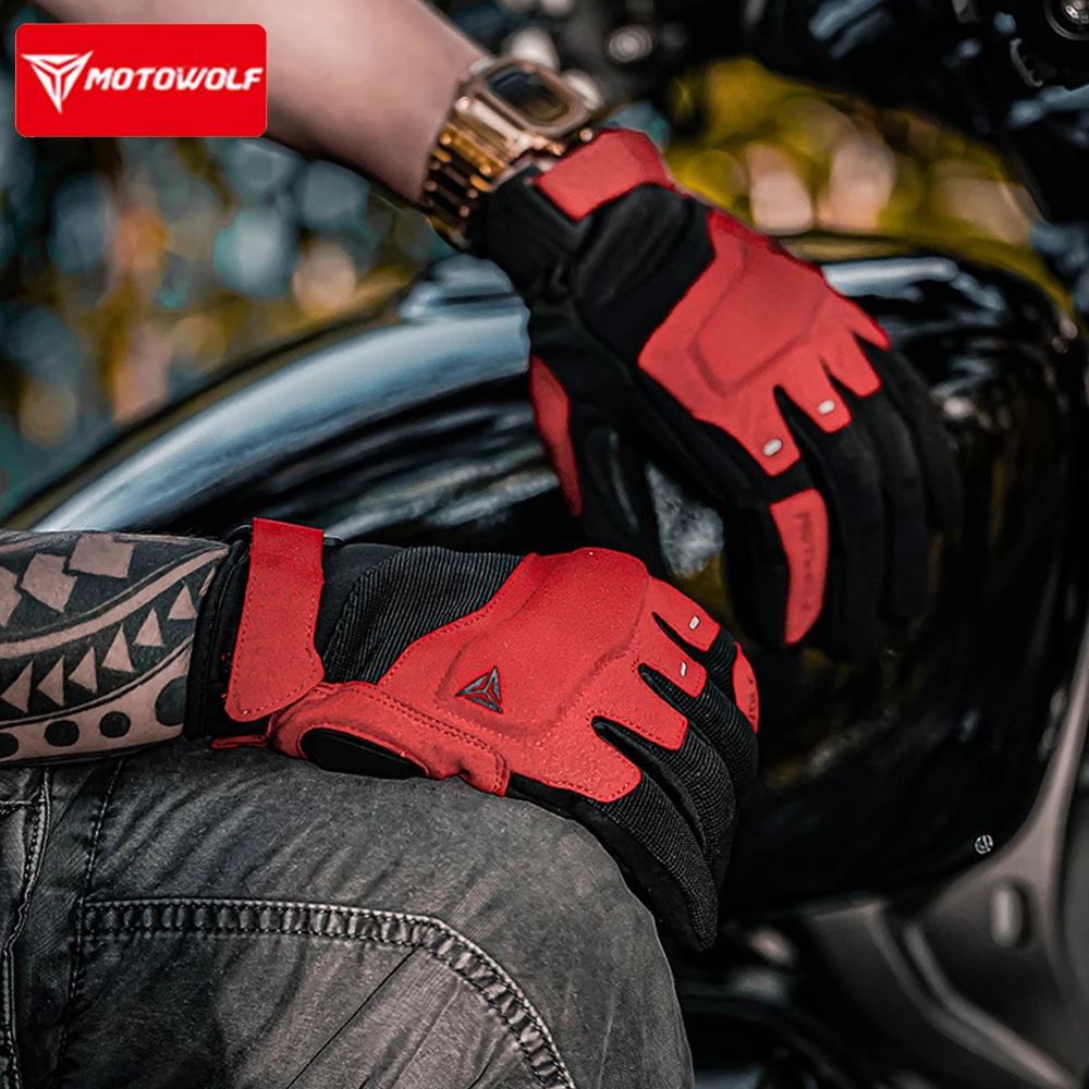 

Retro Motorcycle Gloves Mesh Cycling Motorcycle Gloves Equipment Biker off road Glove Touch Screen Motorcycles Accessories