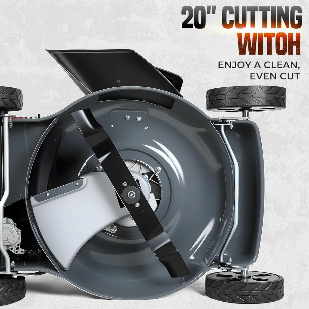 جزازة عشب غاز 3 في 1 ذاتية الدفع مع محرك تبريد الهواء 173cc OHV، 20 سطح فولاذي، 8 تعديلات الارتفاع، كيس عشب 60 لتر #6