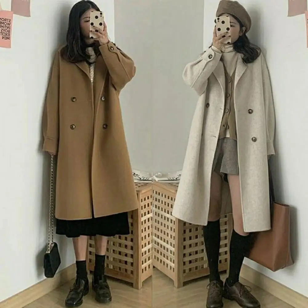 Frauen Fashion Solid Offenen Stich Lange Trenchcoats Vintage V-ausschnitt Volle Ärmel Weibliche Chic Dame Outfits Pendeln Dating Mantel