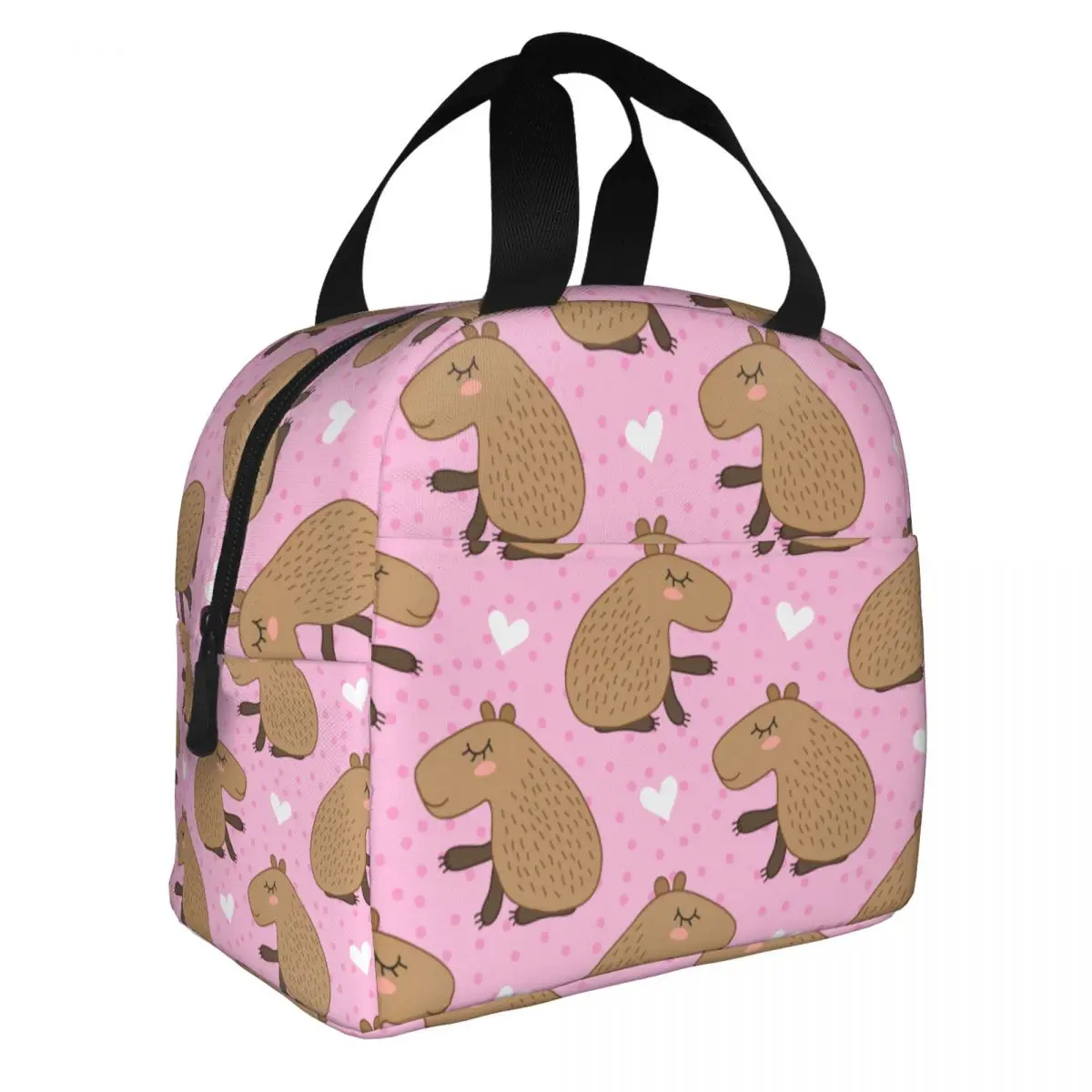 Cute Cartoon Capybara South America Fauna Insulated Lunch Bag Thermal Bag Reusable Large Tote Lunch Box Food Bag College Outdoor