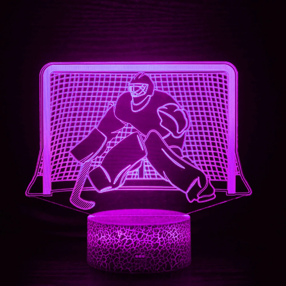 Nighdn Acrylic Ice Hockey 3D Illusion Lamp LED Night Lights for Kids Gift Child Nightlight Bedroom Bedside Decor Table Lamps